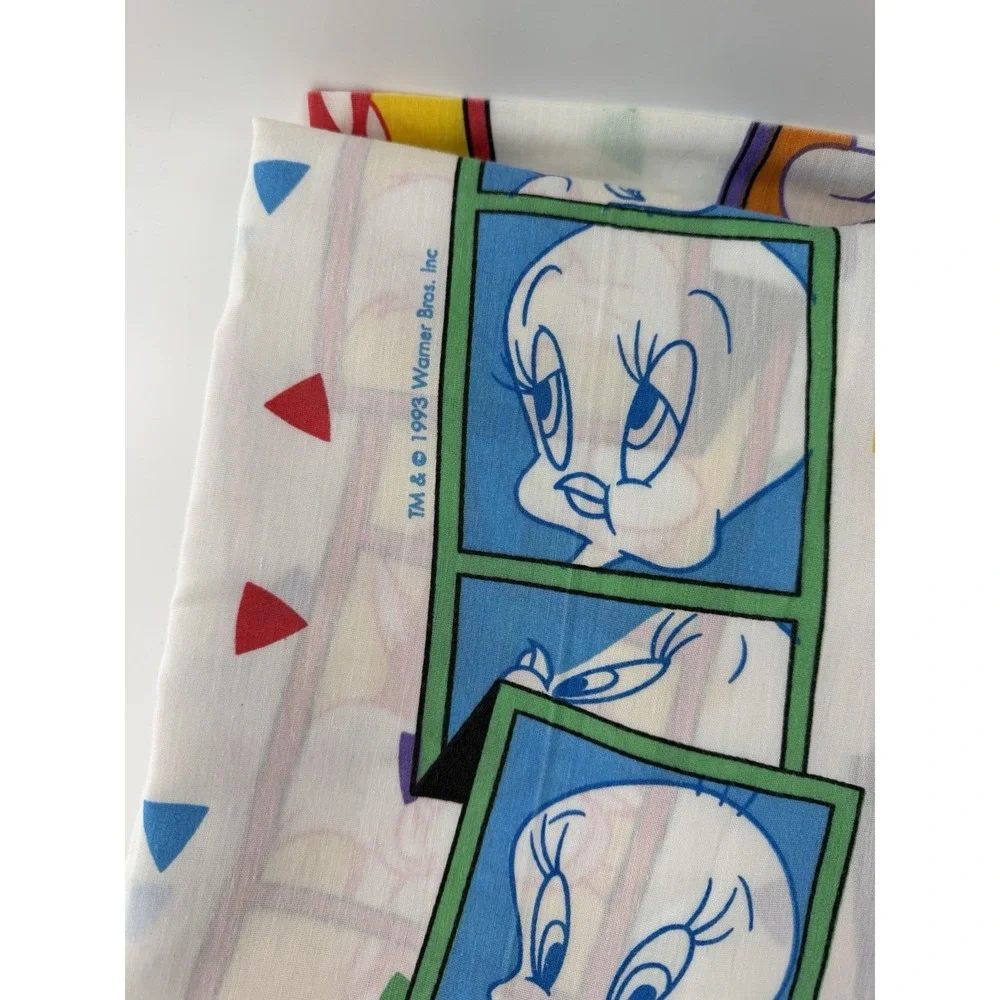 Vtg Looney Tunes Warner Bros Flat Sheet, Pillow Case Tweety Bugs Bunny 1993 Twin